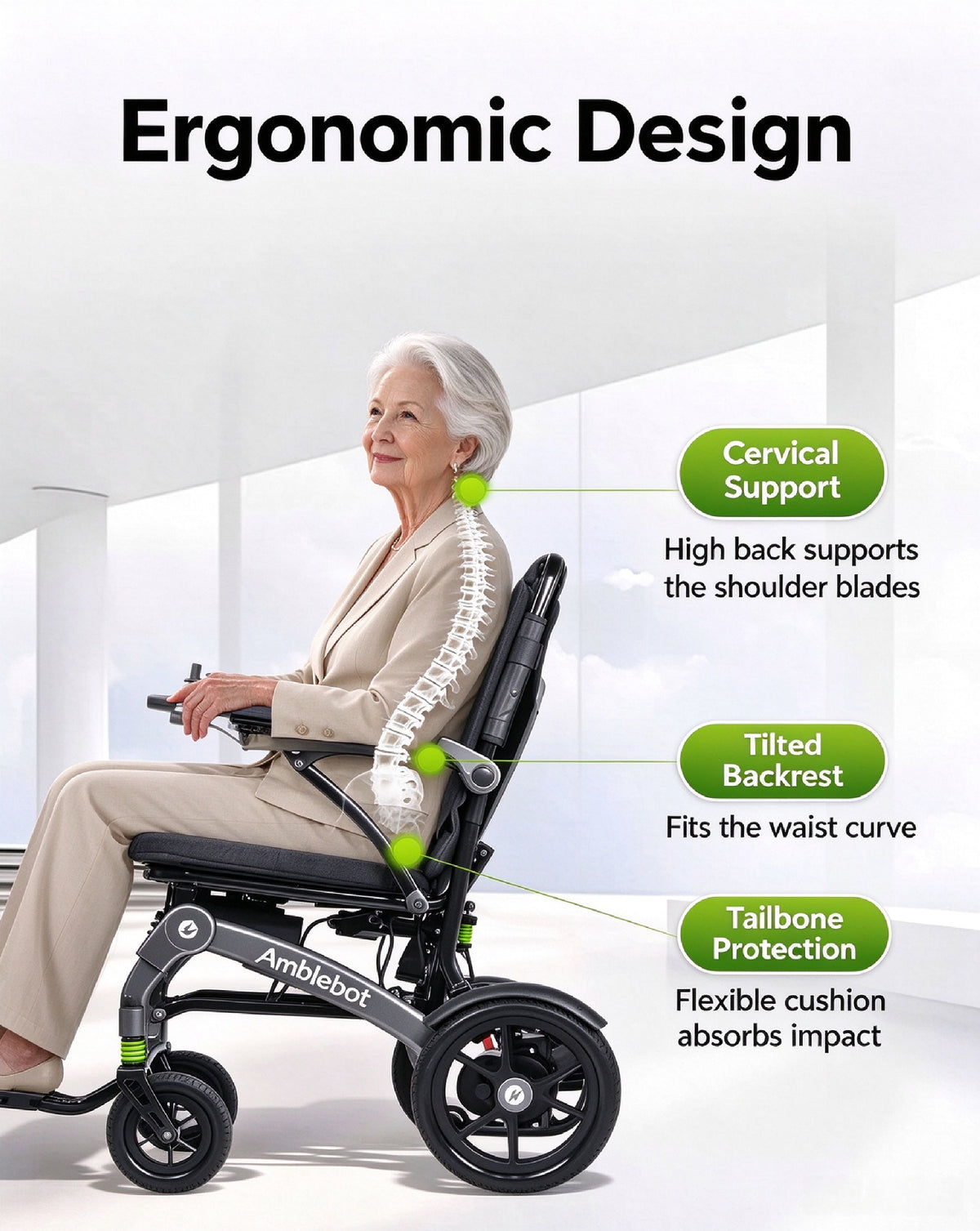 Amblebot "NXN20-208" Lightweight Folding Electric Wheelchair